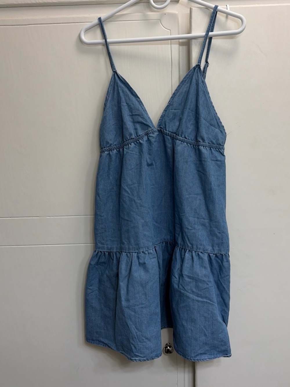 Blue Denim-Style Spaghetti Strap One-Piece for Kids
